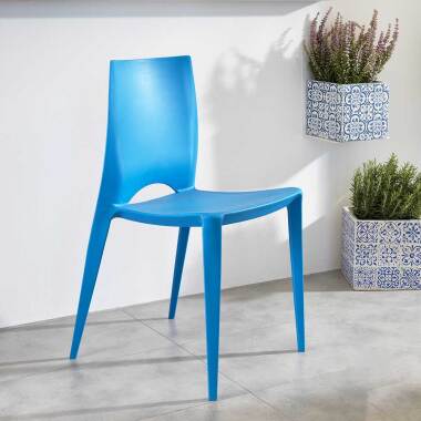 Stuhl Set aus Kunststoff Blau (4er Set)