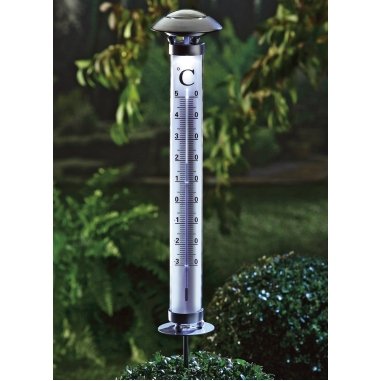 Thermometer aus Silber & Beleuchtetes Thermometer, Silber