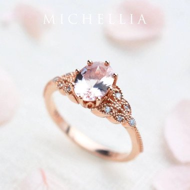 Verlobungsring aus Metall & Olivia Morganite Verlobungsring, Floral Ring