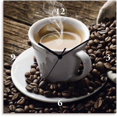 Artland Wanduhr »Heisser Kaffee dampfender Kaffee«, lautlos, ohne Tickgeräusche