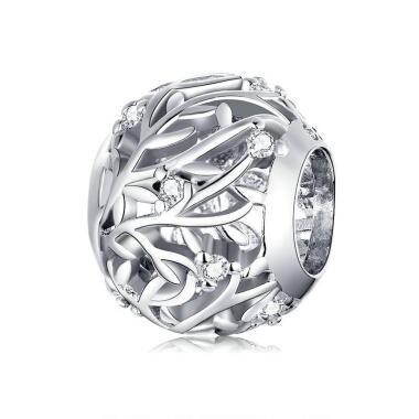 Charmarmband aus Platin & BAMOER 925 Sterling Silber Metall Runde Perlen für Frauen Schmuck