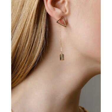 Dreieck Ohrringe | Handgefertigte Gold Tropfen Ohrring Jacke Einfache Ohrjacke
