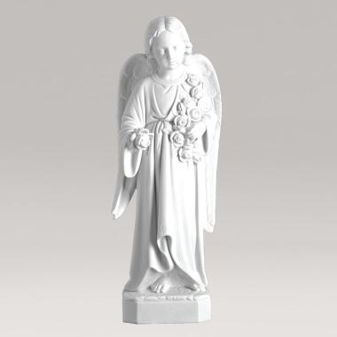 Engel Figur aus Marmorguss & Engelfigur mit Blumen aus Marmorguss Angelo
