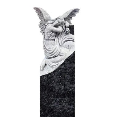 Engel Skulptur mit Engel & Grabstein Familien Grab Granit Engel Statue Lucia
