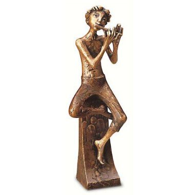 Gartenskulptur 'Flötenspieler', Bronze