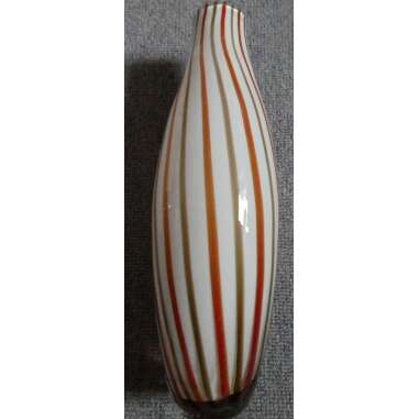 Grabvase mit Glaselement & Hochwertige Designer Vase, Glas Schwer, Weiß-Orange-Braun