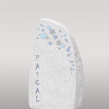 Günstiger Kindergrabstein aus Kalkstein & Kindergrabstein mit blauem Sternenhimmel