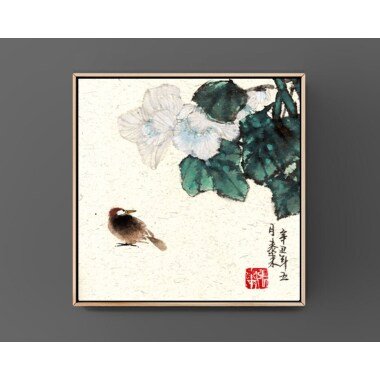 Hibiskus Blumen China Japan Tusche Malerei Sumi-E Painting Büro Dekor