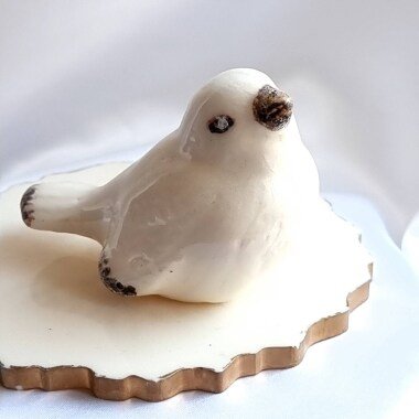 Keramik Dekorativer Vogel, Weiße Und Schwarze