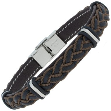 Modeschmuck Armband in Braun & Armband Leder schwarz braun geflochten mit