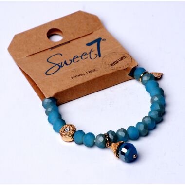 Modeschmuck Armband von Sweet7 aus Glasperlen in Türkis  Gold