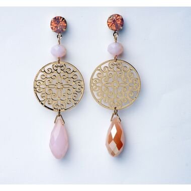 Modeschmuck Ohrringe von Sweet7 aus Metall  Perlen in Gold  Rosa
