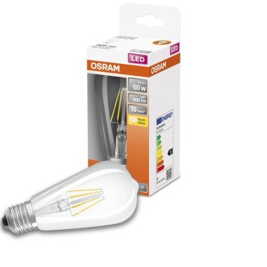 Osram LED Lampe ersetzt 60W E27 St64 in Transparent
