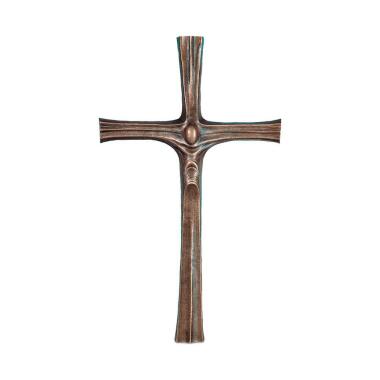 Standkreuz aus Bronze mit stilistischer Figur Kreuz Imdo / Bronze braun