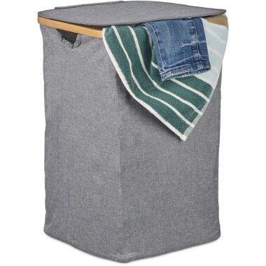 Wäschekorb mit Deckel, faltbarer Wäschesack