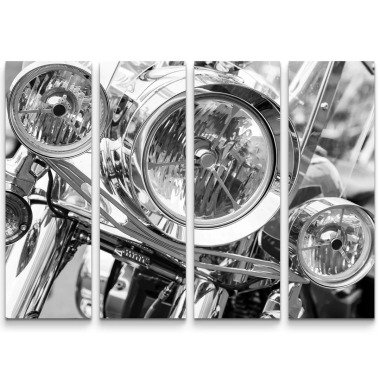 4-tlg. Leinwandbilder-Set Motorrad Scheinwerfer
