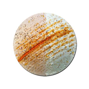 Abstraktes Glasornament rund in weiß-orange Glasornament R-36 / 15cm