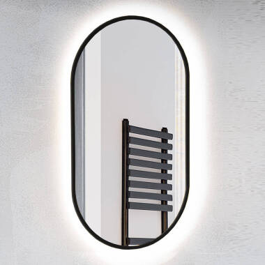 Badezimmer LED Spiegel, oval, in schwarz