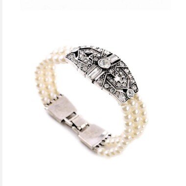 Brautschmuck Armband mit Perlen & Braut Perle Armband, Silber Farbe Antike