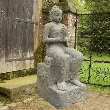 Buddha sitzend im Lotussitz Naturstein / 130 cm