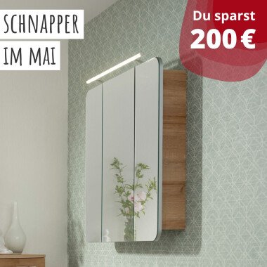 Fackelmann MILANO LED Spiegelschrank 90 cm, Braun hell