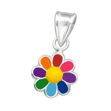 Kinder Kettenanhänger bunte Regenbogen Blume 925er Silber Modeschmuck