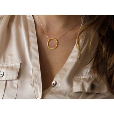 Liebesschmuck aus Metall & Unendlichkeit Kreis Halskette, 14K Gelbgold