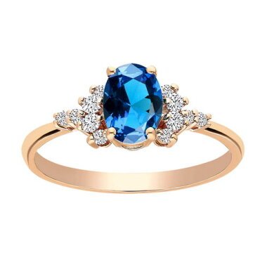 London Blue Topas Diamant Ring Rotgold 585