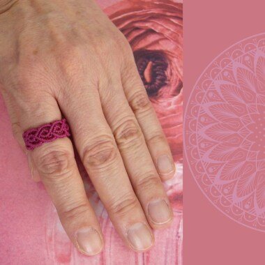 Makramee Ring, Bandring, Micromacrame Ring, Geschenk Für Frau, Lässig, Pink