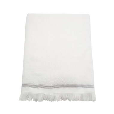 Meraki Handtuch gestreift, 100 x 180 cm, weiß / grau