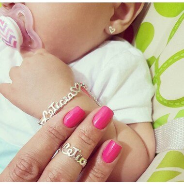 Mutter Kind Schmuck Set Baby Babykette Und Ring Namensarmband Namensring