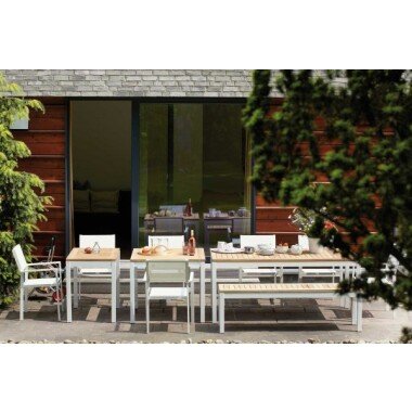 Outdoor Tisch Quadrat Teak / weiß 60x90