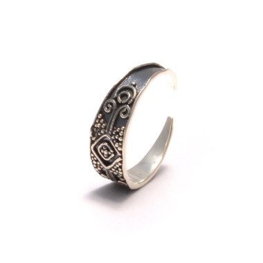 Quadrat Ornament Zehenring, Zehen Ring Keltisch, 925 Sterling Silber, Fuß