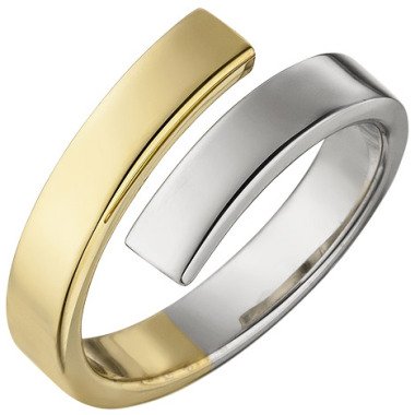 Silberring Vergoldet & SIGO Damen Ring offen 925 Sterling Silber bicolor vergoldet Silberring
