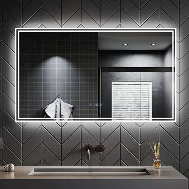 SONNI Badspiegel mit Beleuchtung 120x70 cm