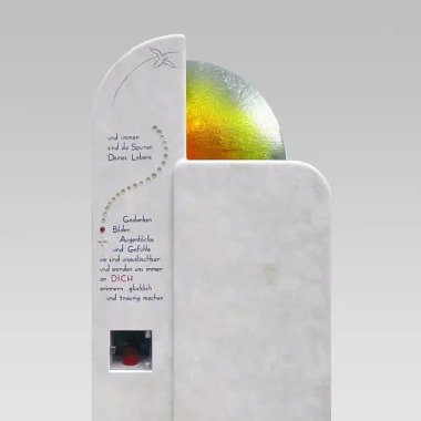 Urnengrabstein mit Glas aus Glas & Gedenkstein Urnengrab Regenbogen Glas