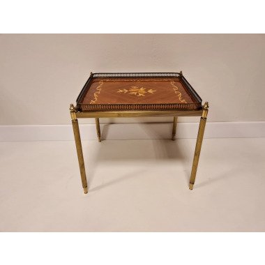 Vintage Mid Century Modern Messing Tisch Mit Abnehmbarem Tablett Eingelegt Versc