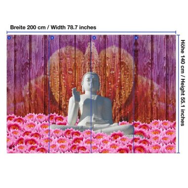 wandmotiv24 Fototapete Weiß Sitzende Buddha-Statue