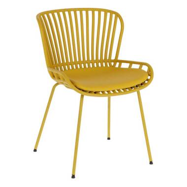 4 Stühle Esstisch aus Kunststoff & Metall Gelb (4er Set)