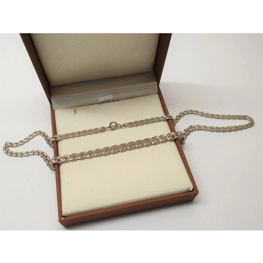 46, 5 cm Kette Halskette Gliederkette Collier Im Doppelketten Design Silber