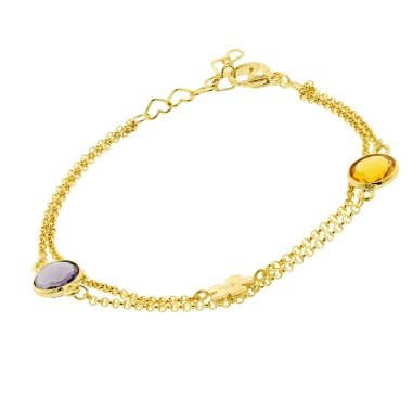 Armkettchen aus Quarz & trendor 51353 Armband für Damen 925 Silber Goldplattiert