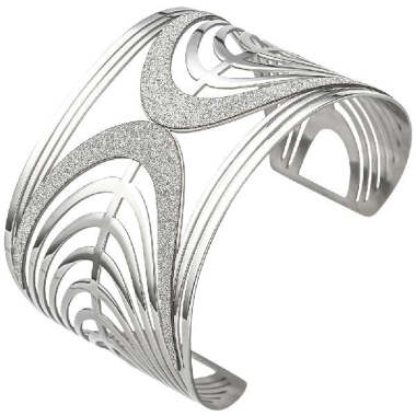 Armspange / offener Armreif aus Edelstahl mit Glitzereffekt Armband breit CJ