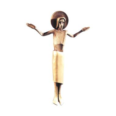Christusfigur als Grabschmuck mit rundem Heiligenschein aus Metall Christus Gl
