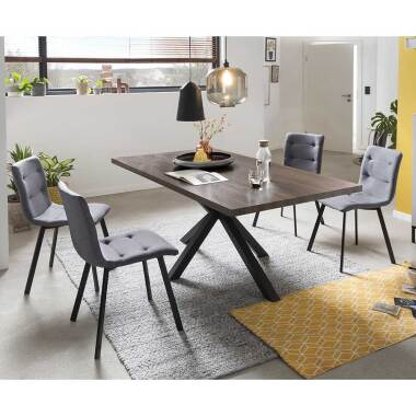Design Tisch & Design Essgruppe in Nussbaumfarben und Grau 180 cm Tisch