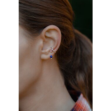 Ear Cuff Mit Lapis Lazuli Anhänger Rachel | Ohrringe Ohne Ohrloch