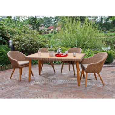 Garden Pleasure 5tlg Lounge Set Garten Sitzgruppe Sofa Sessel Tisch Rattan Optik