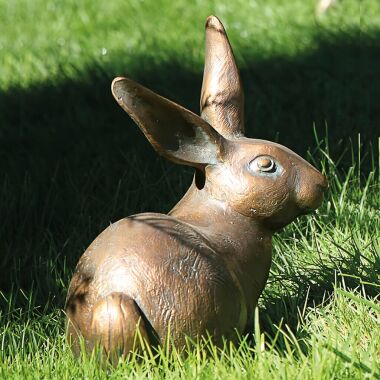 Garten Hasen Figur aus robuster Bronze Hase