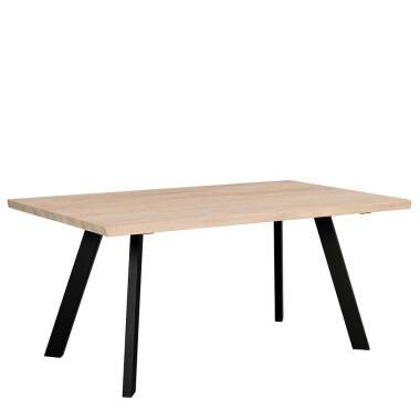 Holzesstisch aus Massivholz & Esszimmer Tisch in Holz White Wash und Schwarz