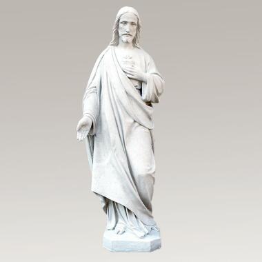 Jesus Skulptur & Große Jesusfigur für ein Grab Herz Christi / Portland Weiß
