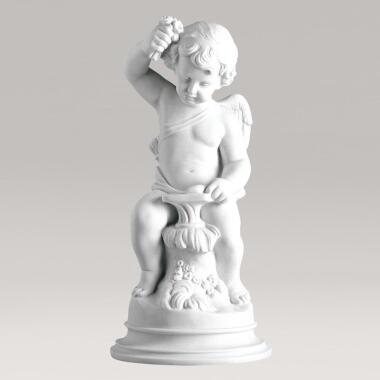 Marmorguss Skulptur Engel auf Sockel Engel Carino